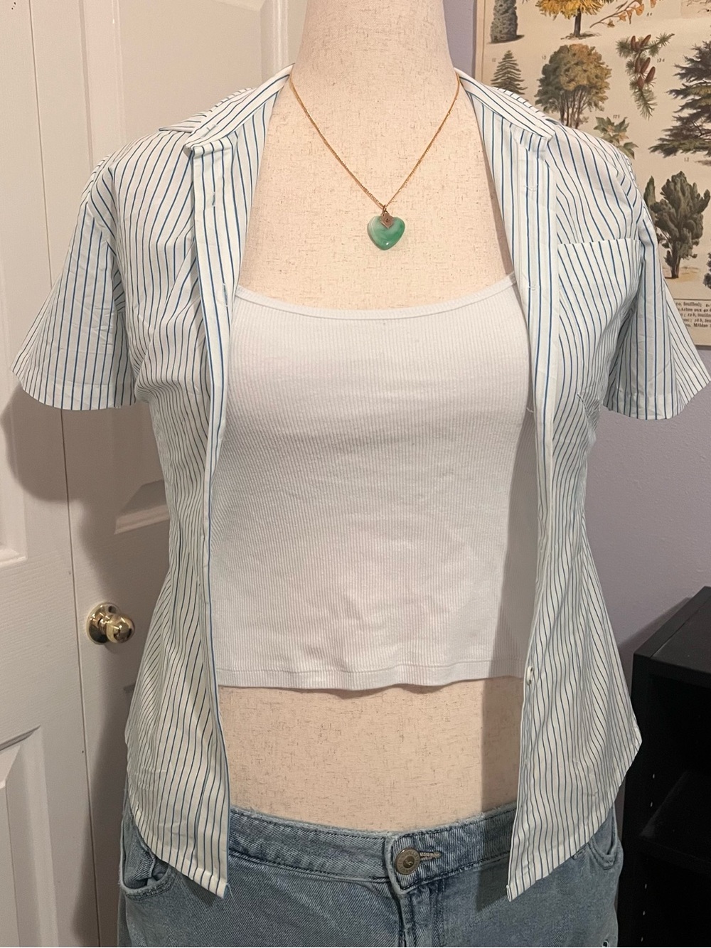 Light Blue Striped Short Sleeve Shirt